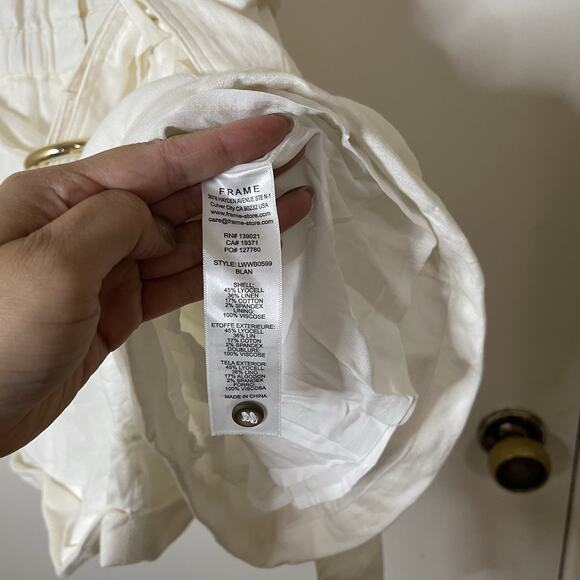 Frame Arie Button-Up Utility Romper Shortall Jumpsuit Ivory Blanc Large $478 - Picture 8 of 9